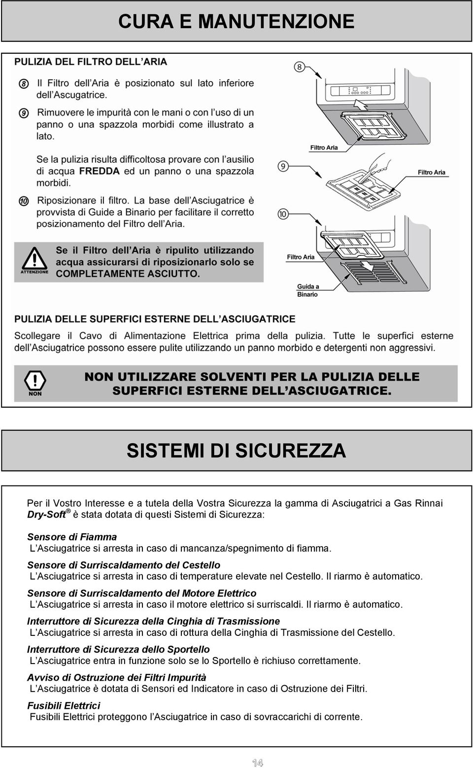 Il riarmo è automatico. Sensore di Surriscaldamento del Motore Elettrico L Asciugatrice si arresta in caso il motore elettrico si surriscaldi. Il riarmo è automatico.