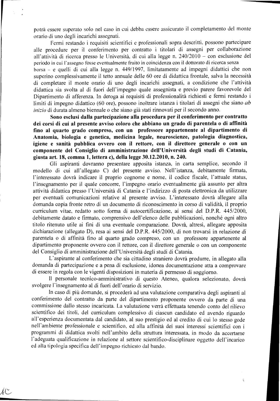 ricerca presso le Università, di cui alla legge n.