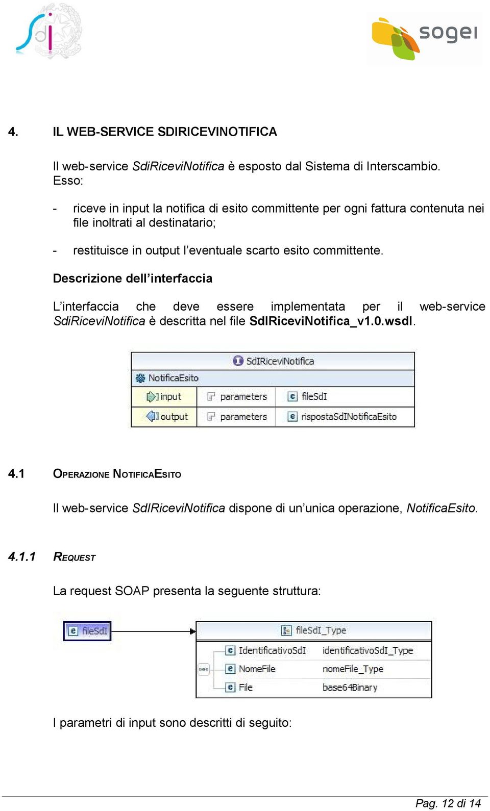 committente. Descrizione dell interfaccia L interfaccia che deve essere implementata per il web-service SdiRiceviNotifica è descritta nel file SdIRiceviNotifica_v1.0.wsdl.