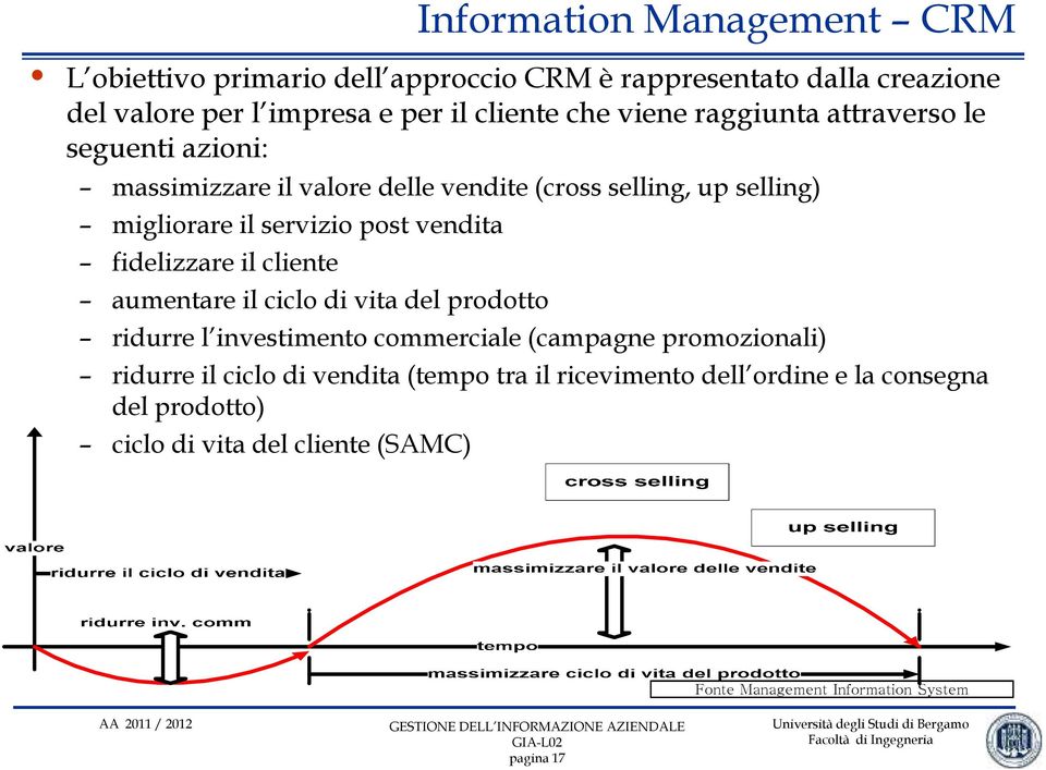 cliente aumentare il ciclo di vita del prodotto ridurre l investimento commerciale (campagne promozionali) ridurre il ciclo di vendita (tempo tra il