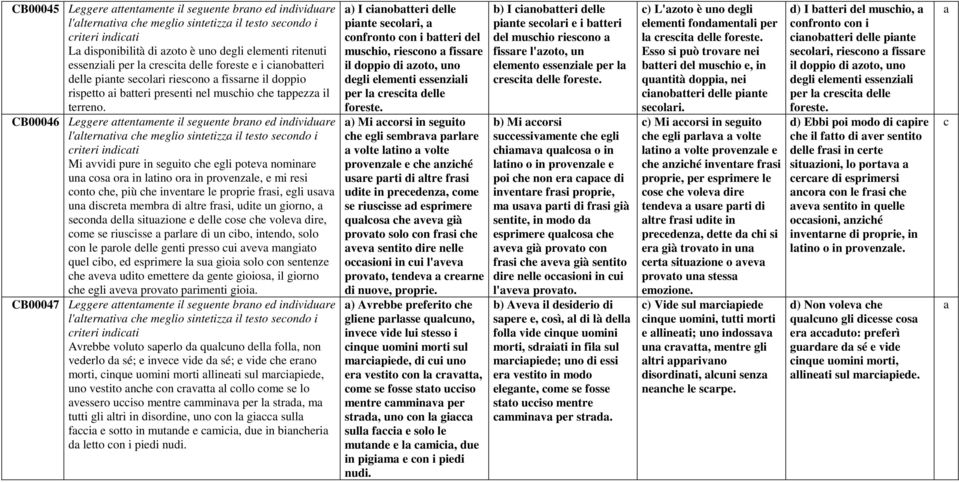 CB00046 Leggere attentamente il seguente brano ed individuare Mi avvidi pure in seguito che egli poteva nominare una cosa ora in latino ora in provenzale, e mi resi conto che, più che inventare le