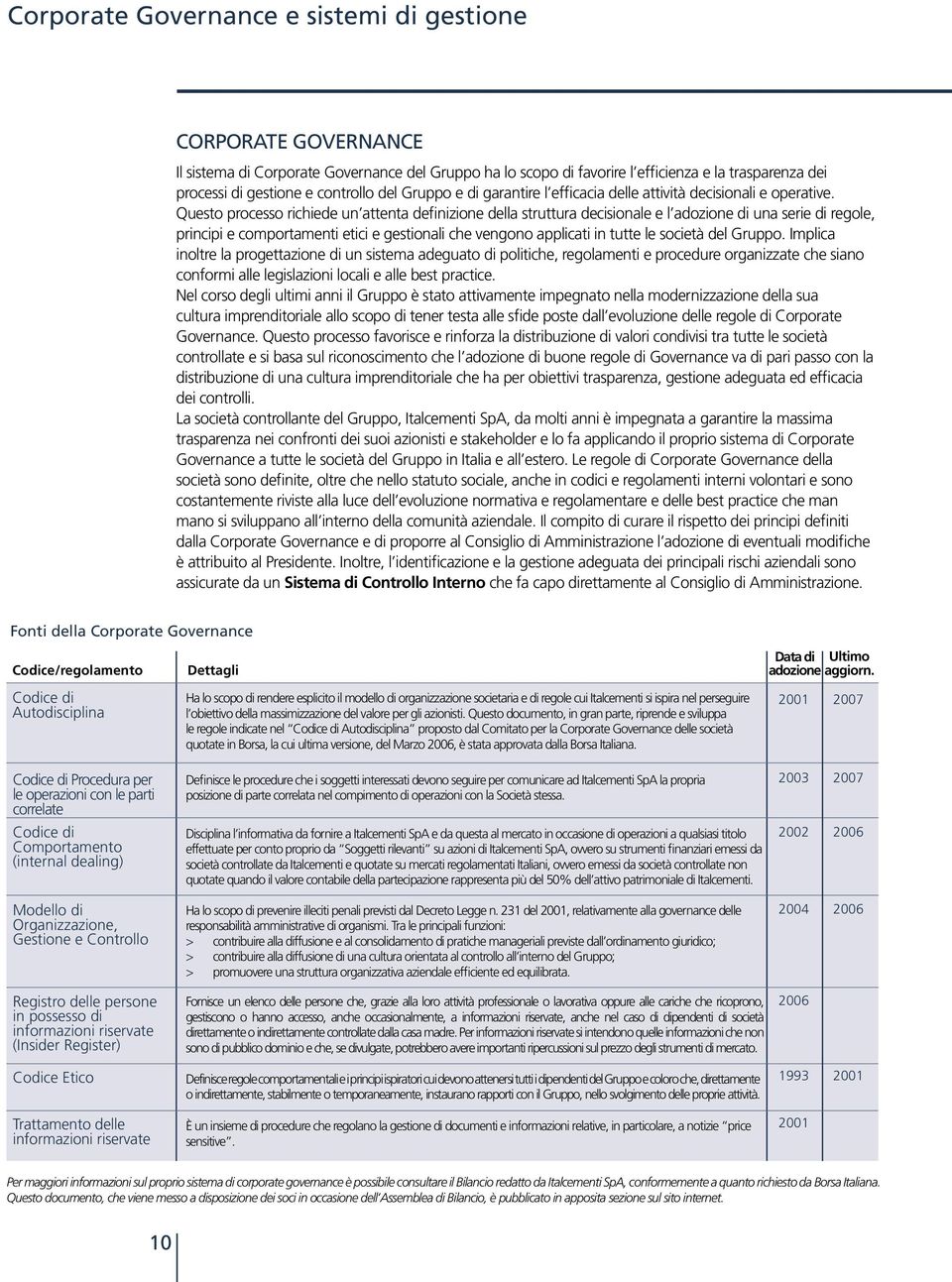 Questo processo richiede un attenta definizione della struttura decisionale e l adozione di una serie di regole, principi e comportamenti etici e gestionali che vengono applicati in tutte le società