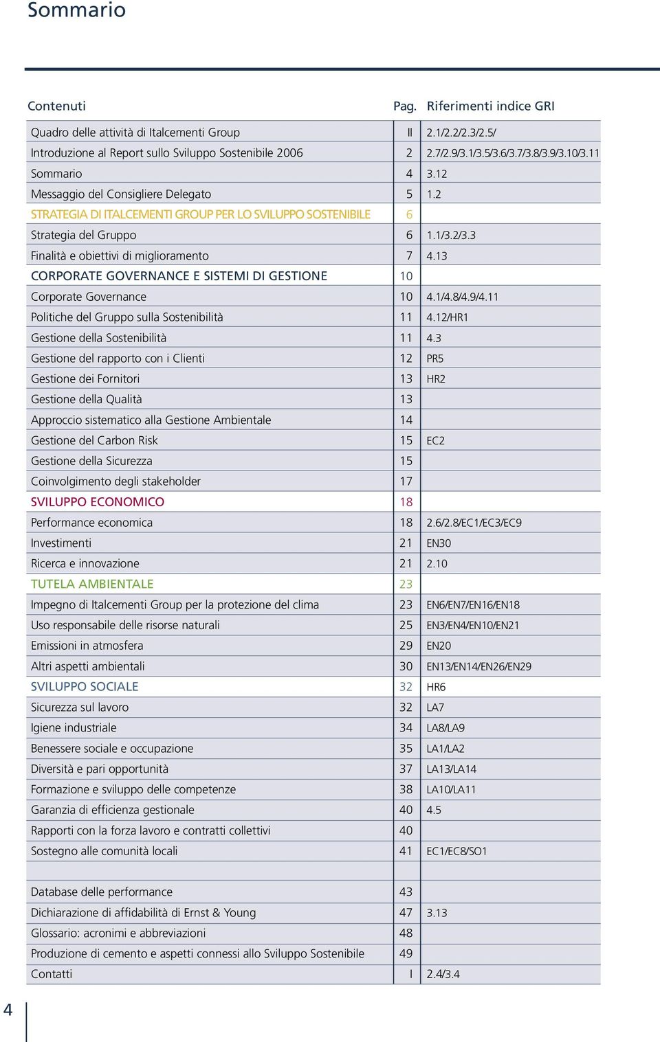 LO SVILUPPO SOSTENIBILE Strategia del Gruppo Finalità e obiettivi di miglioramento CORPORATE GOVERNANCE E SISTEMI DI GESTIONE Corporate Governance Politiche del Gruppo sulla Sostenibilità Gestione