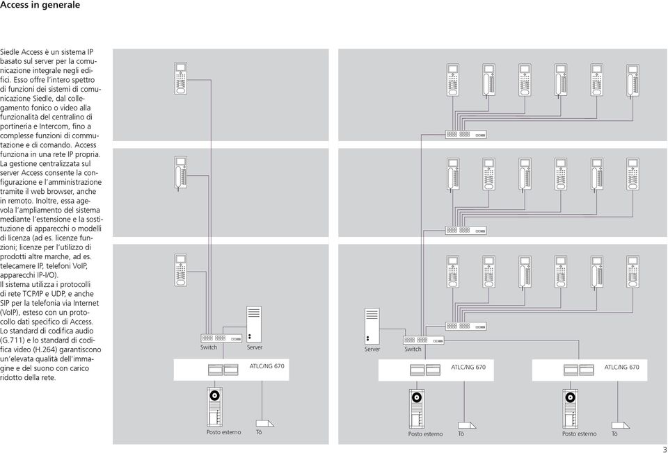 commutazione e di comando. Access funziona in una rete IP propria. La gestione centralizzata sul server Access consente la configurazione e l amministrazione tramite il web browser, anche in remoto.