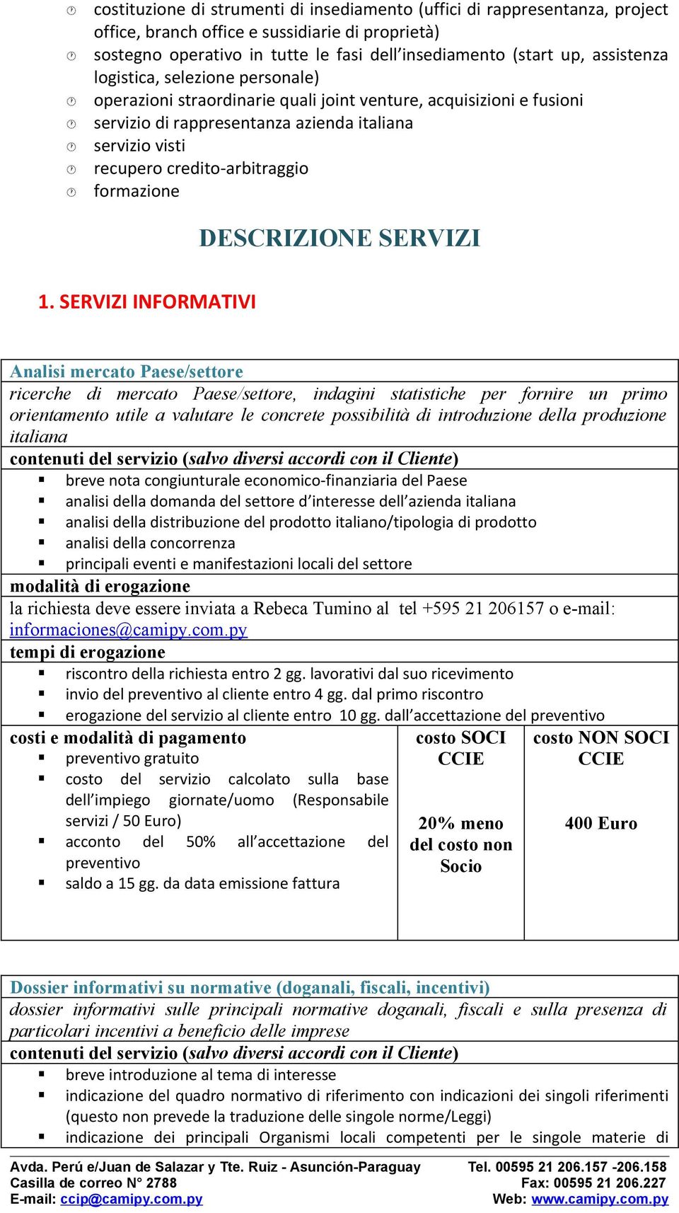 formazione DESCRIZIONE SERVIZI 1.