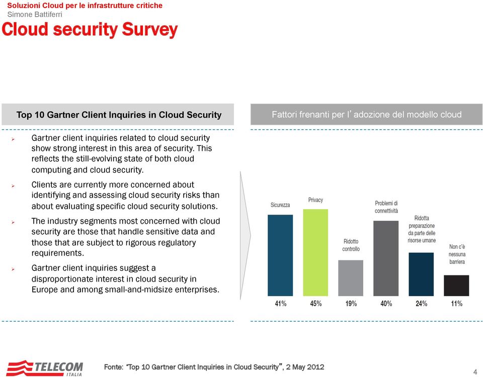 Clients are currently more concerned about identifying and assessing cloud security risks than about evaluating specific cloud security solutions.