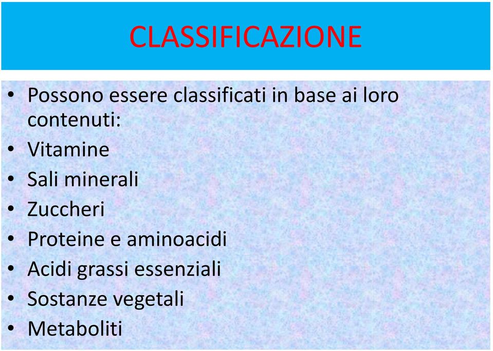 minerali Zuccheri Proteine e aminoacidi