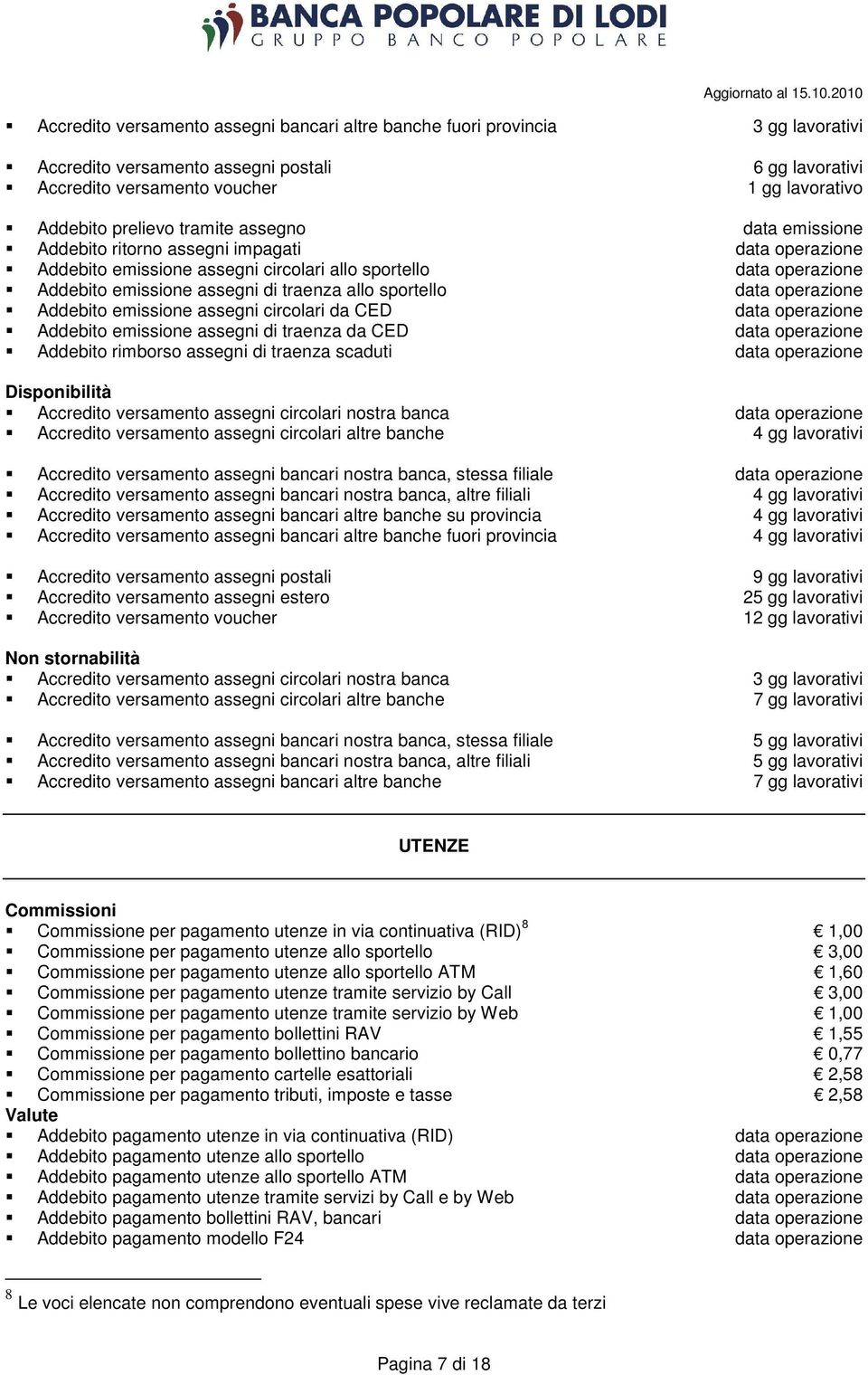 sportello data operazione Addebito emissione assegni circolari da CED data operazione Addebito emissione assegni di traenza da CED data operazione Addebito rimborso assegni di traenza scaduti data