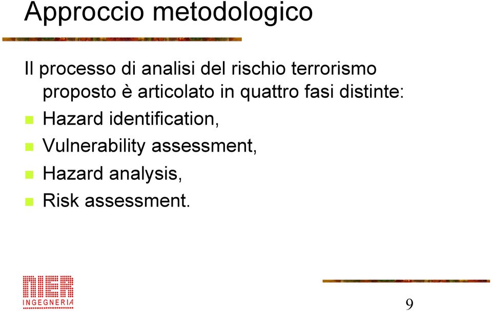 quattro fasi distinte: Hazard identification,