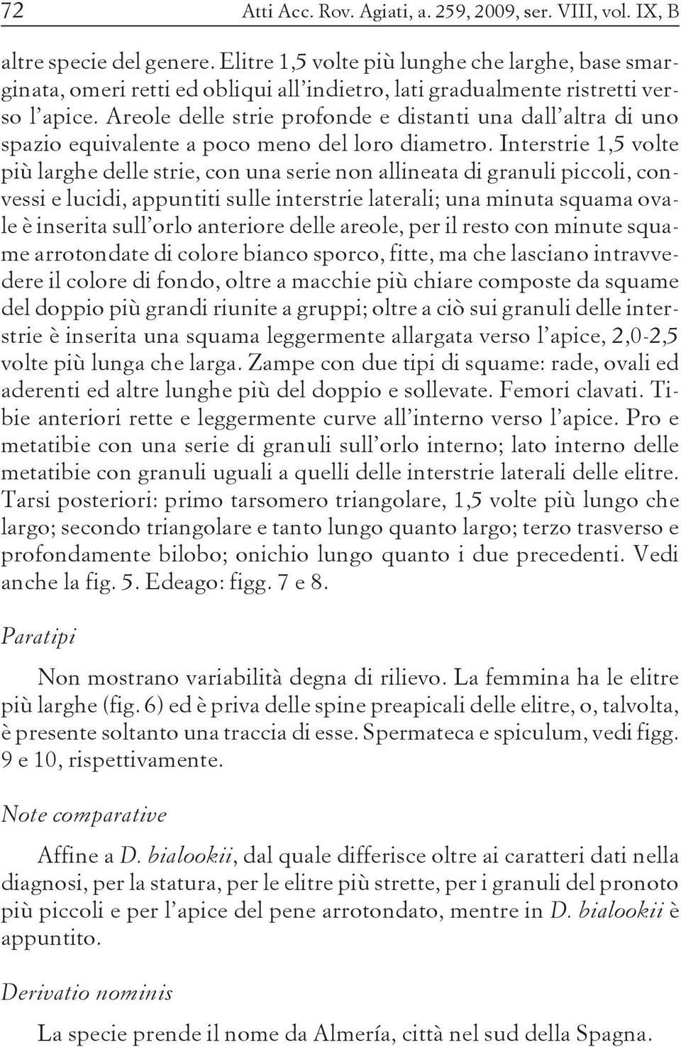 Areole delle strie profonde e distanti una dall altra di uno spazio equivalente a poco meno del loro diametro.