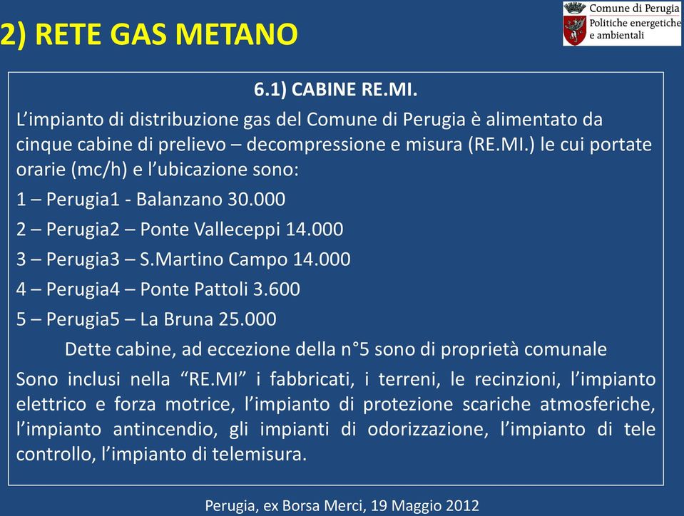 000 Dette cabine, ad eccezione della n 5 sono di proprietà comunale Sono inclusi nella RE.