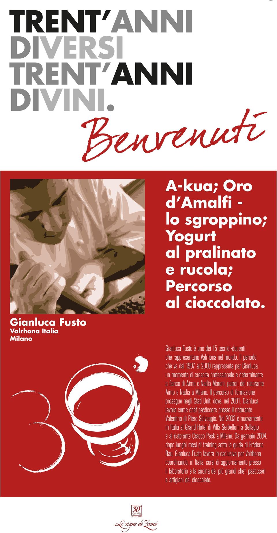 Il periodo che va dal 1997 al 2000 rappresenta per Gianluca un momento di crescita professionale e determinante a fianco di Aimo e Nadia Moroni, patron del ristorante Aimo e Nadia a Milano.