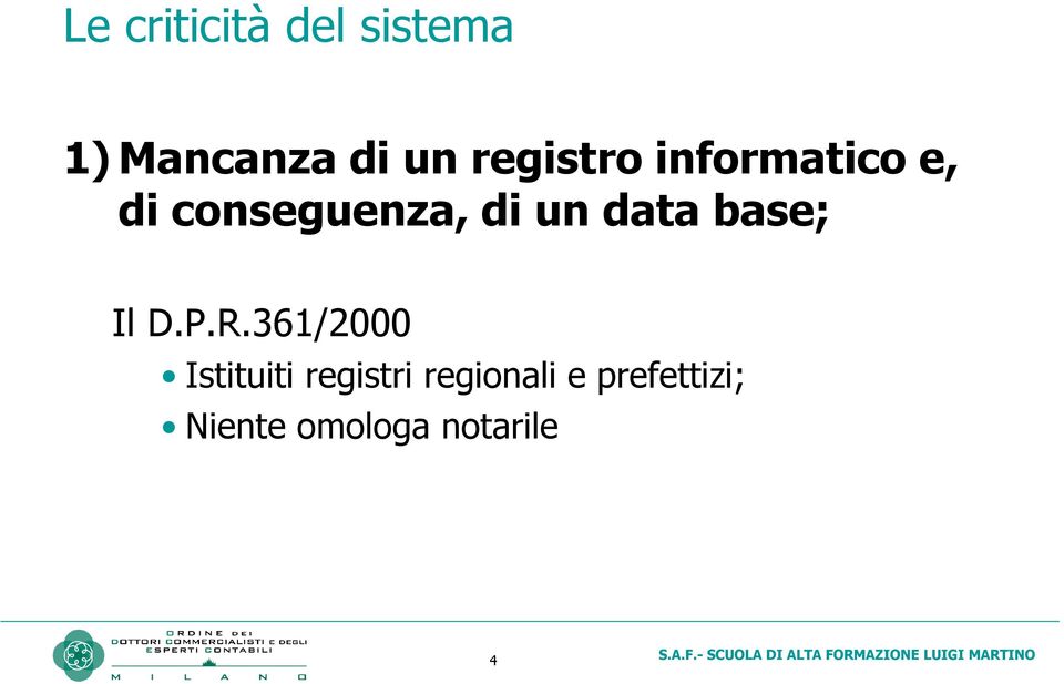 P.R.361/2000 Istituiti registri