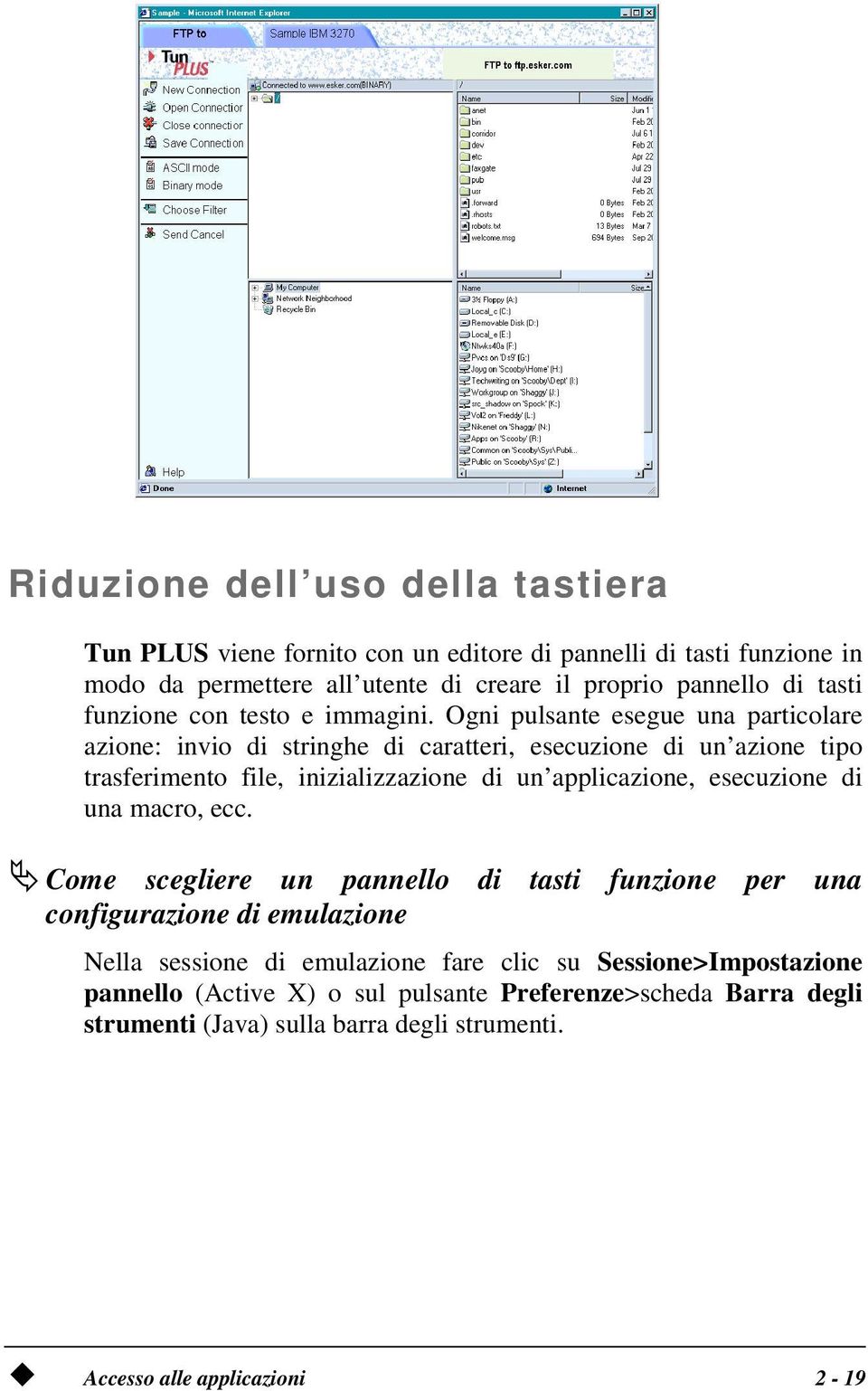 Ogni pulsante esegue una particolare azione: invio di stringhe di caratteri, esecuzione di un azione tipo trasferimento file, inizializzazione di un applicazione,