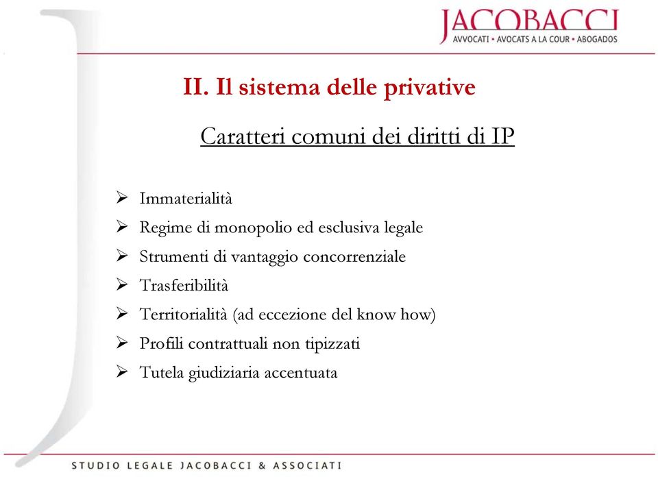 vantaggio concorrenziale Trasferibilità Territorialità (ad eccezione