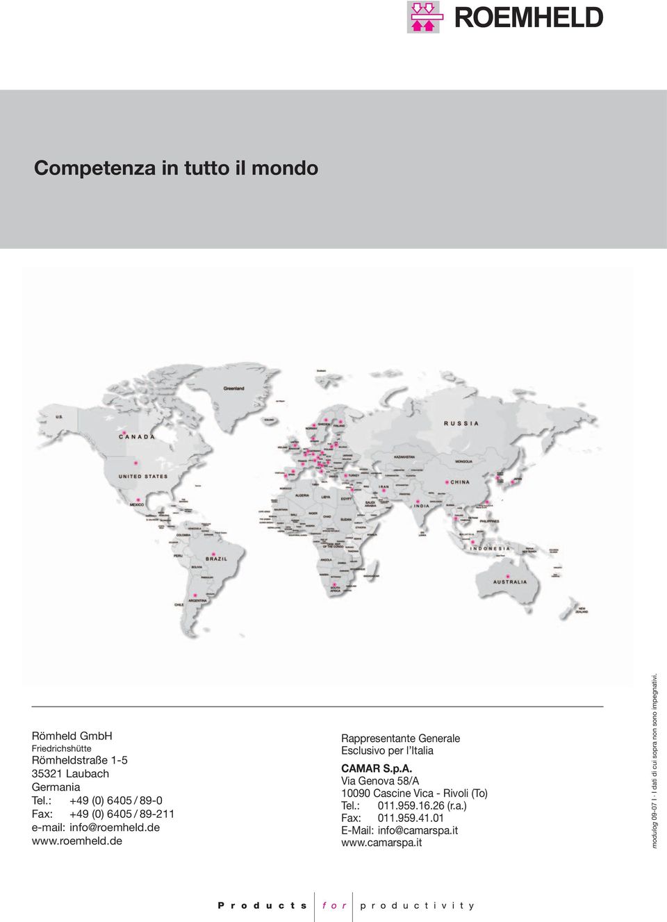 de www.roemheld.de Rappresentante Generale Esclusivo per l Italia CAM