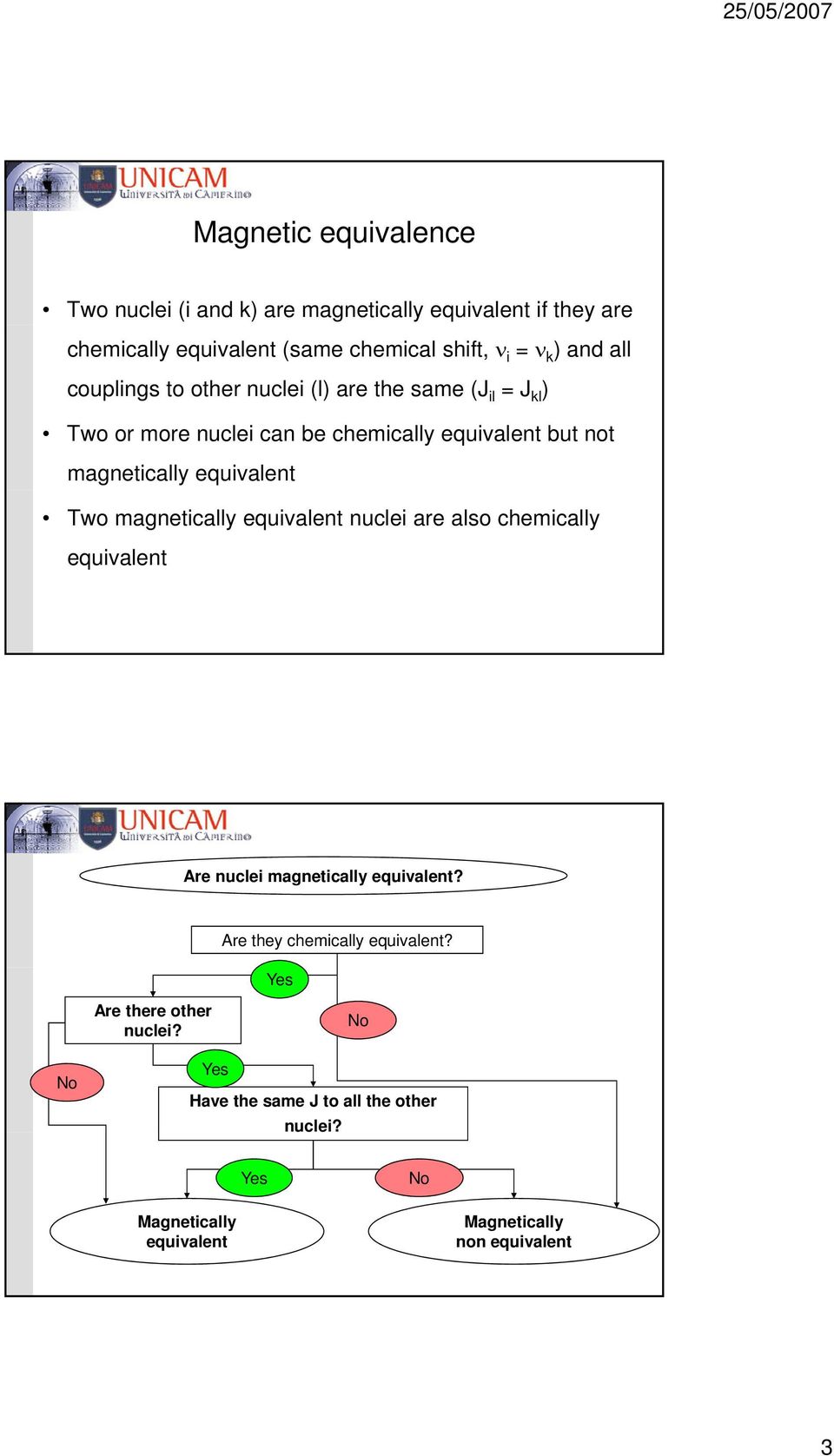 equivalent Two magnetically equivalent nuclei are also chemically equivalent re nuclei magnetically equivalent?