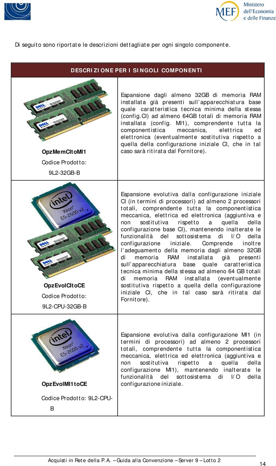 tecnica minima della stessa (config.ci) ad almeno 64GB totali di memoria RAM installata (config.