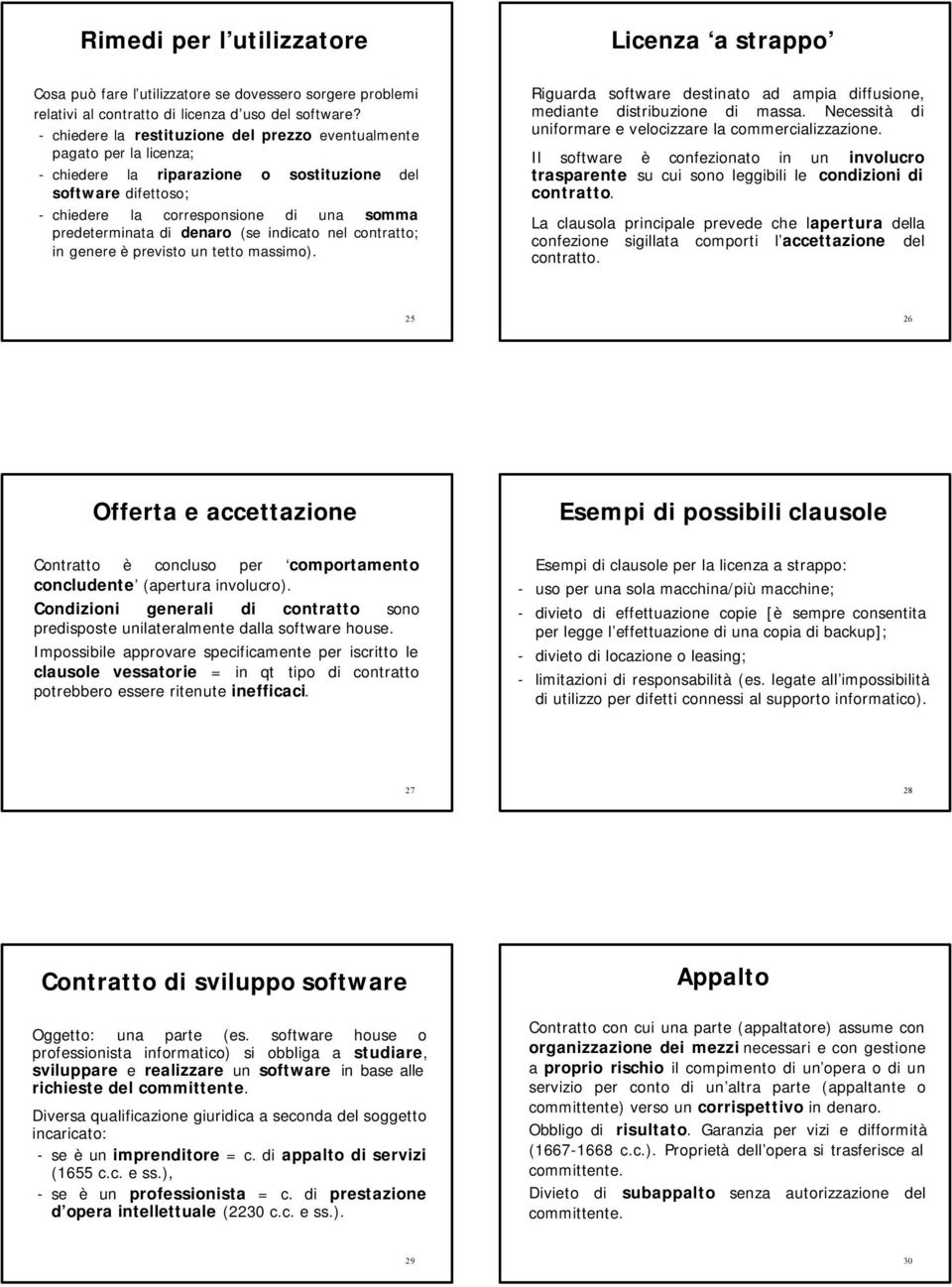 denaro (se indicato nel contratto; in genere è previsto un tetto massimo). Licenza a strappo Riguarda software destinato ad ampia diffusione, mediante distribuzione di massa.