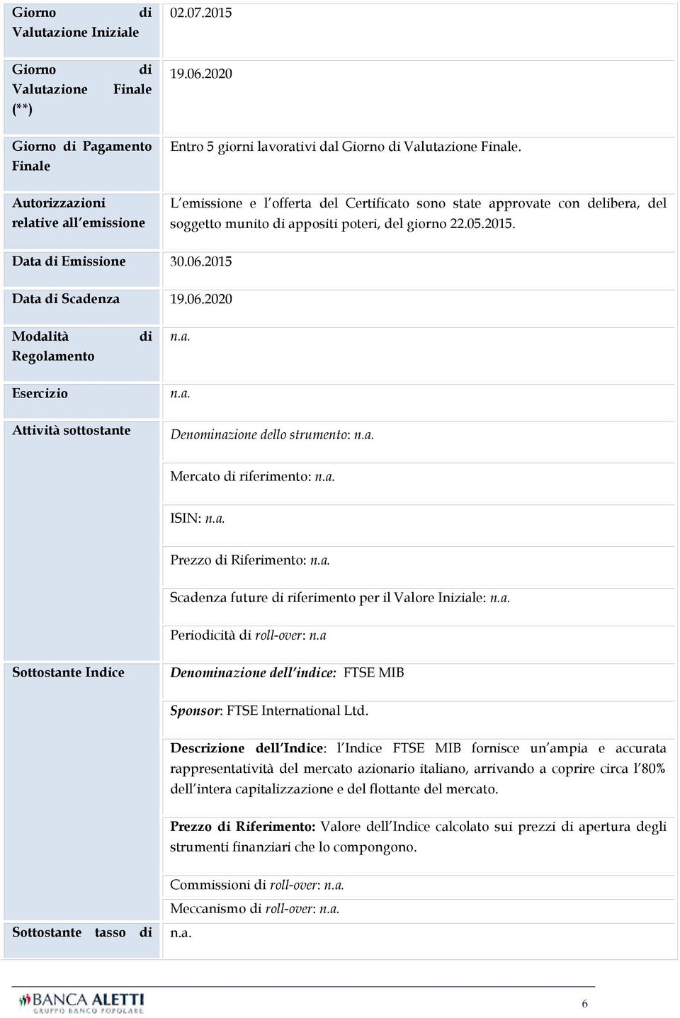 2015 Data di Scadenza 19.06.