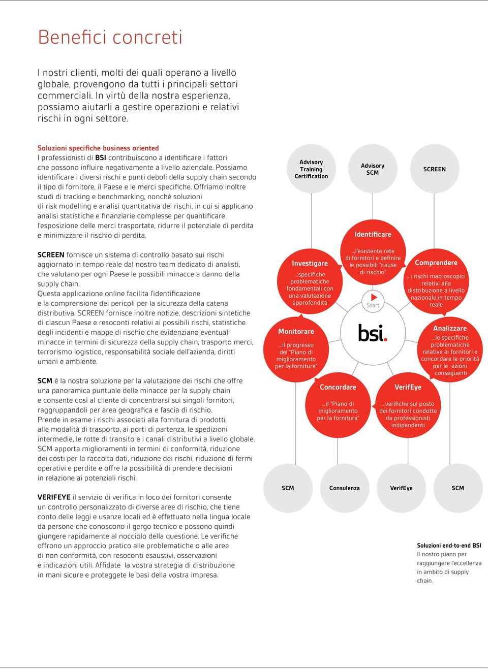 Soluzioni specifiche business oriented I professionisti di BSI contribuiscono a identificare i fattori che possono influire negativamente a livello aziendale.