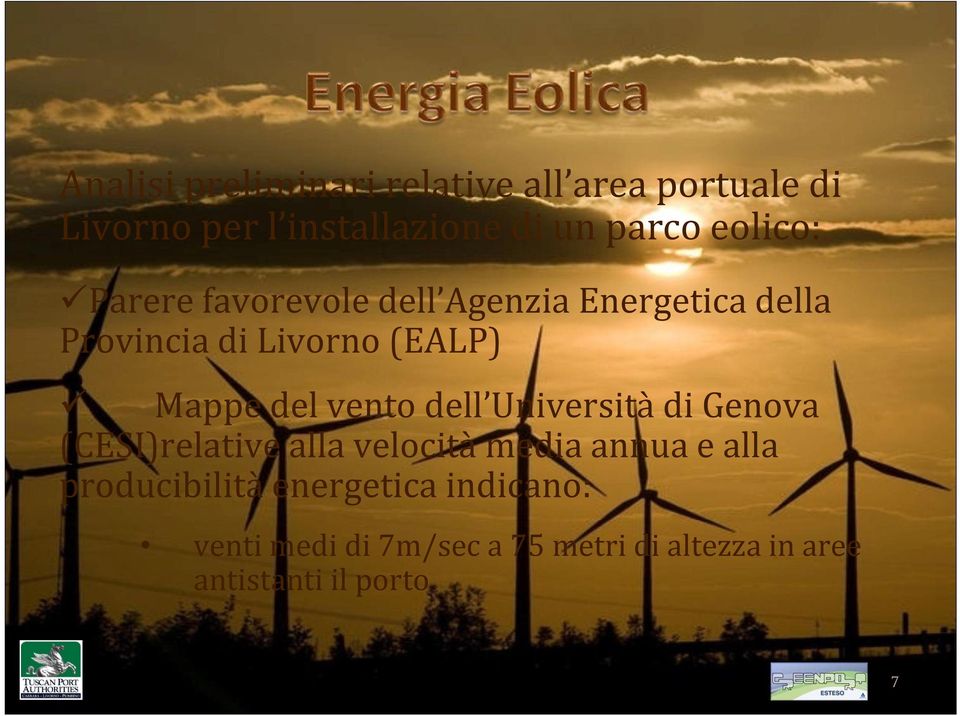del vento dell Università di Genova (CESI)relative alla velocità media annua e alla