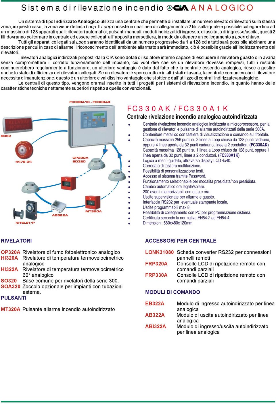 Il Loop consiste in una linea di collegamento a 2 fili, sulla quale è possibile collegare fino ad un massimo di 128 apparati quali: rilevatori automatici, pulsanti manuali, moduli indirizzati di