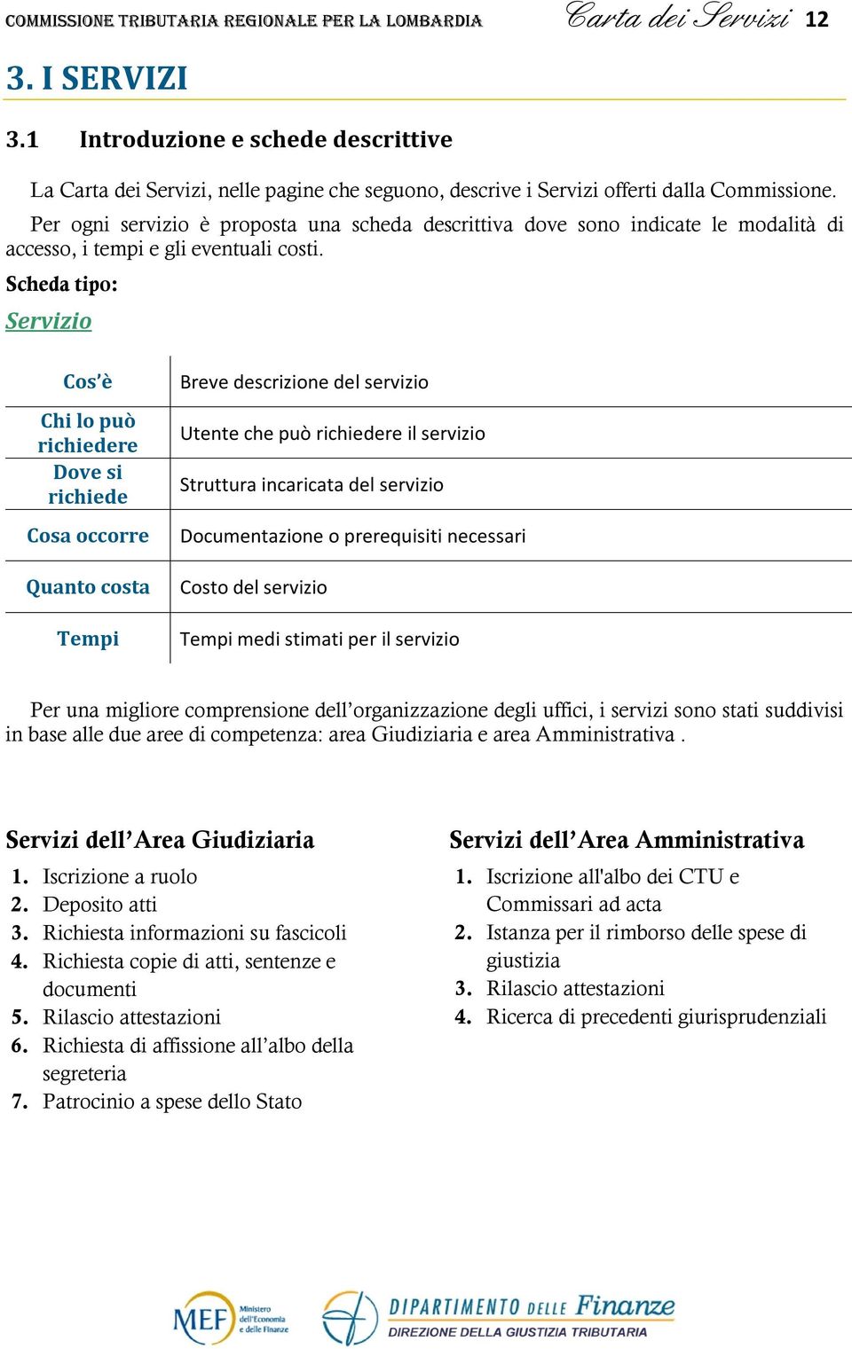 Per ogni servizio è proposta una scheda descrittiva dove sono indicate le modalità di accesso, i tempi e gli eventuali costi.