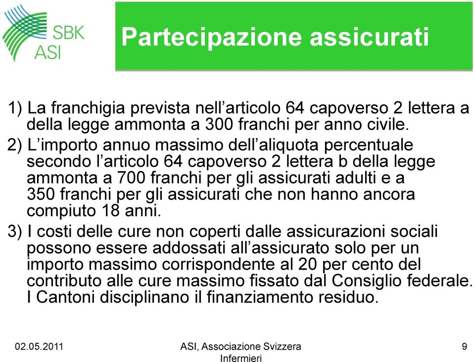 350 franchi per gli assicurati che non hanno ancora compiuto 18 anni.