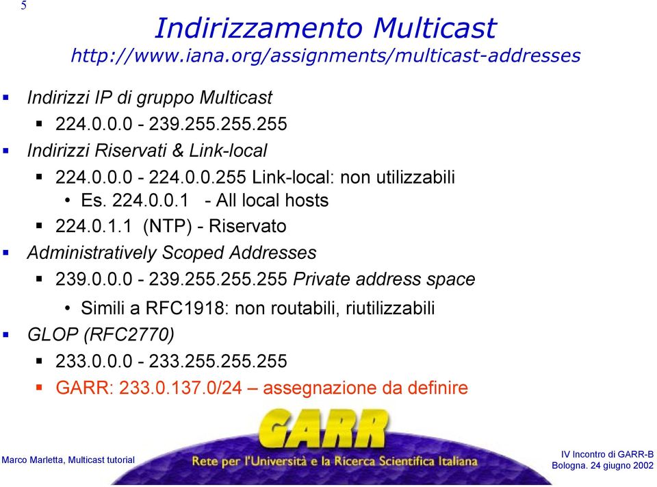 0.1.1 (NTP) - Riservato Administratively Scoped Addresses 239.0.0.0-239.255.