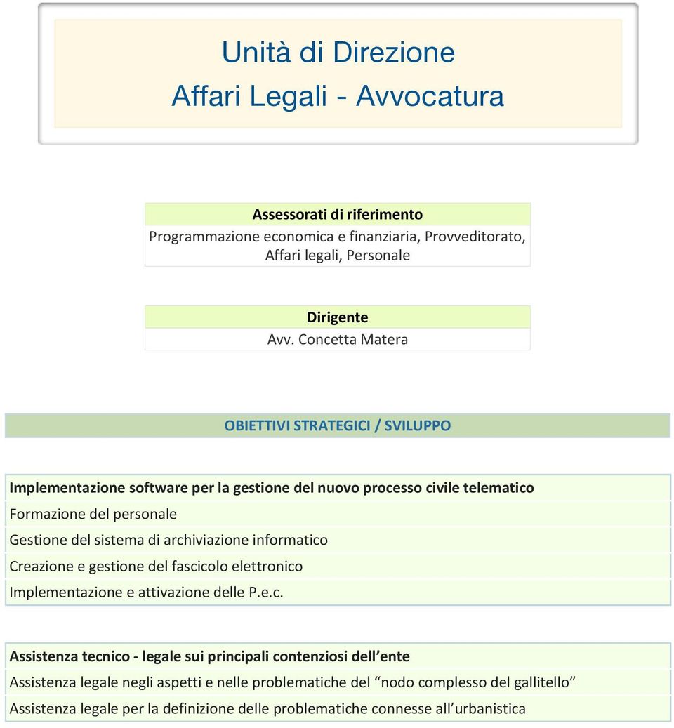 archiviazione informatico Creazione e gestione del fascicolo elettronico Implementazione e attivazione delle P.e.c. Assistenza tecnico - legale sui