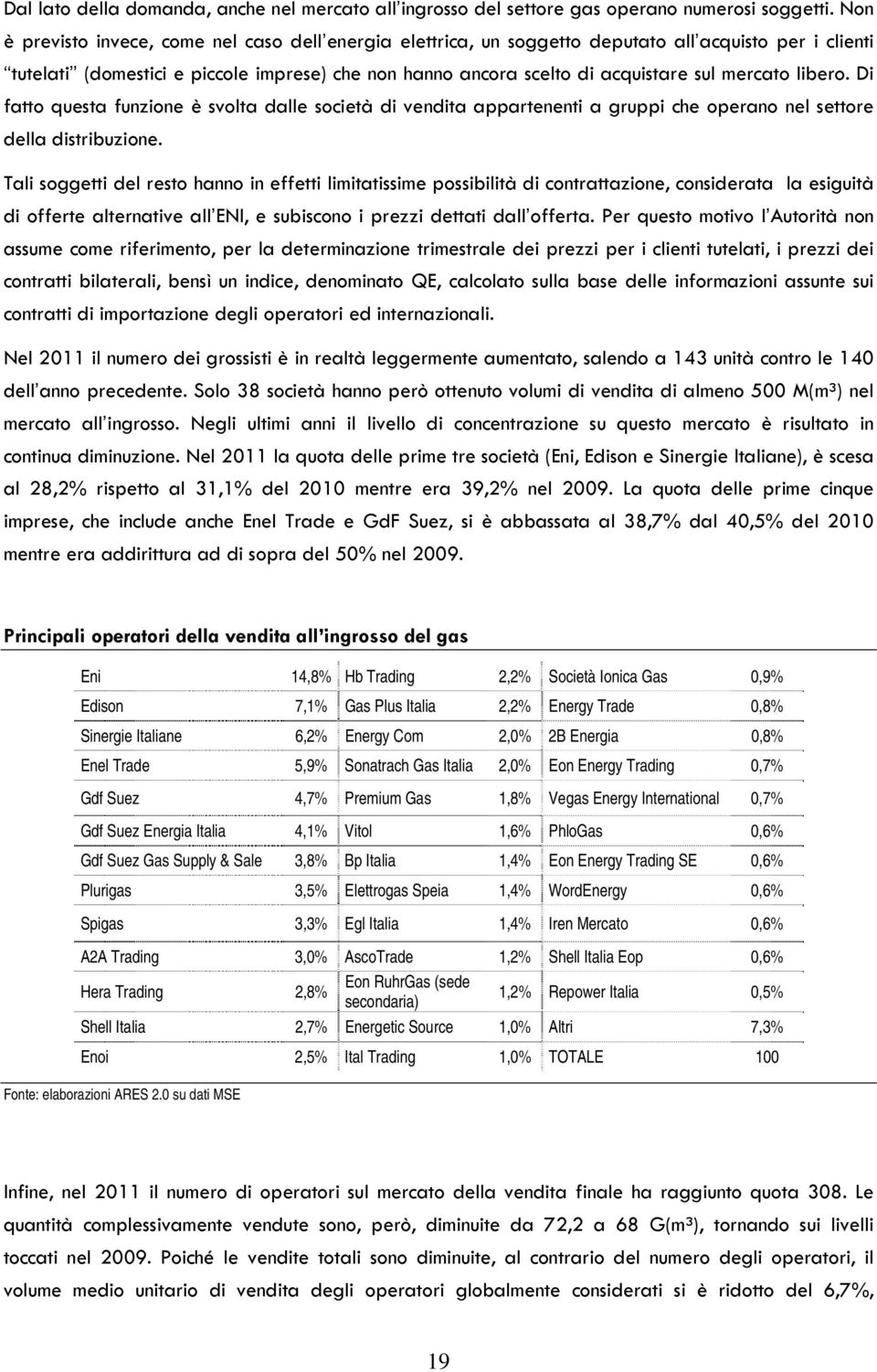 mercato libero. Di fatto questa funzione è svolta dalle società di vendita appartenenti a gruppi che operano nel settore della distribuzione.