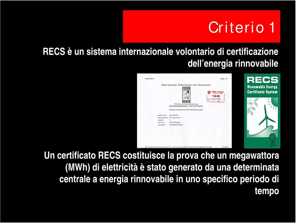 costituisce la prova che un megawattora (MWh) di elettricità è stato