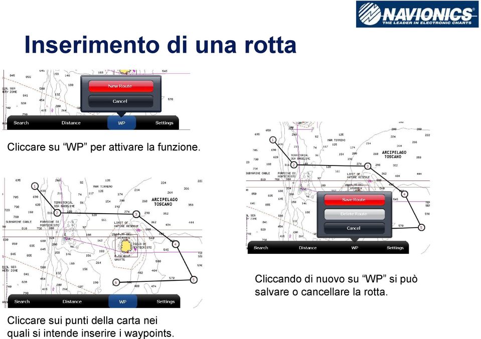 Cliccare sui punti della carta nei quali si