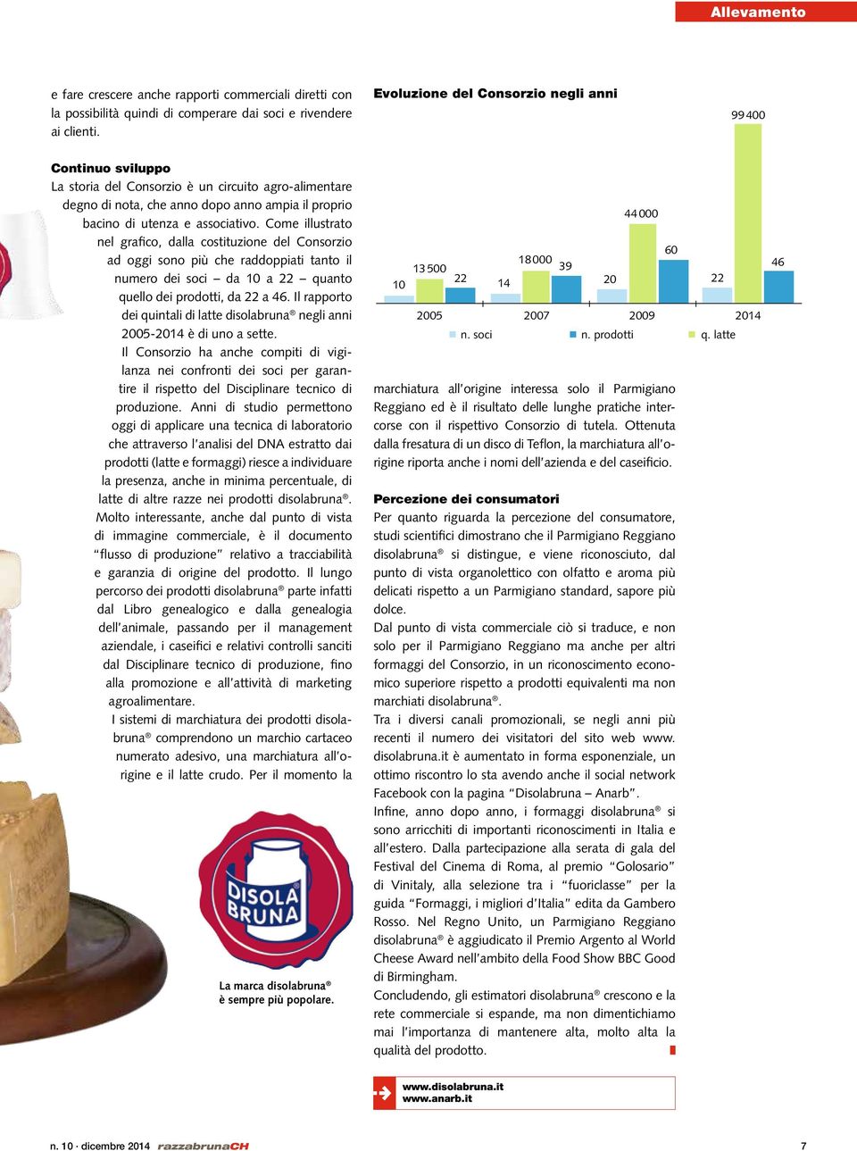 Come illustrato nel grafico, dalla costituzione del Consorzio ad oggi sono più che raddoppiati tanto il numero dei soci da 10 a 22 quanto quello dei prodotti, da 22 a 46.