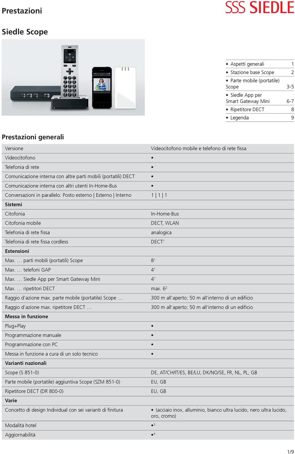 Conversazioni in parallelo: Posto esterno Esterno Interno 1 1 1 Sistemi Citofonia In-Home-Bus Citofonia mobile DECT, WLAN Telefonia di rete fissa analogica Telefonia di rete fissa cordless DECT 1