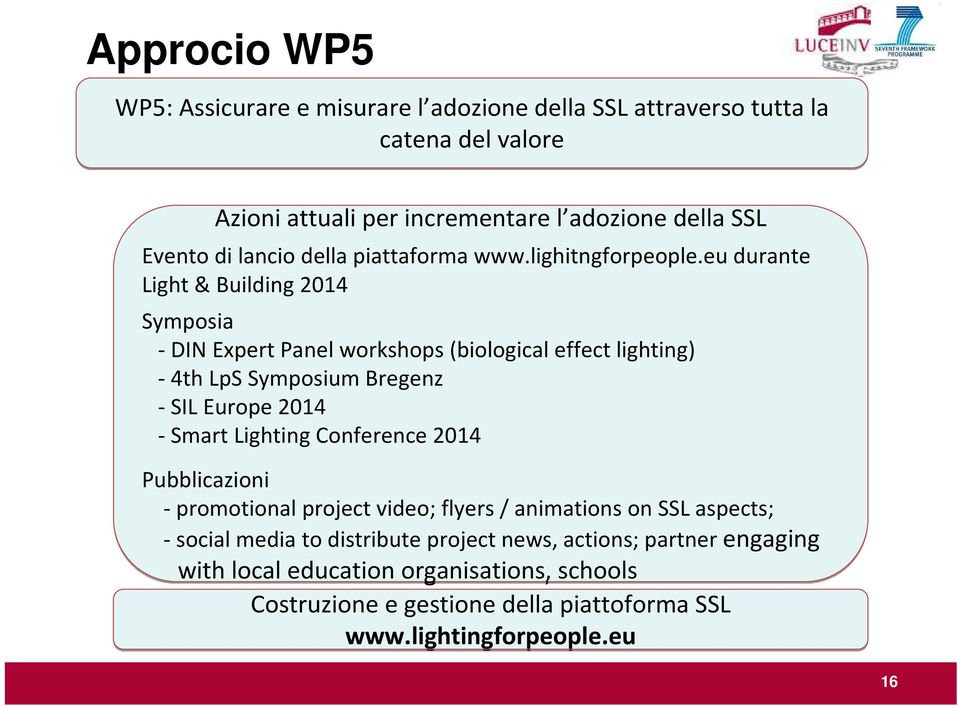 eu durante Light & Building 2014 Symposia - DIN Expert Panel workshops (biological effect lighting) - 4th LpS Symposium Bregenz -SIL Europe 2014 - Smart Lighting
