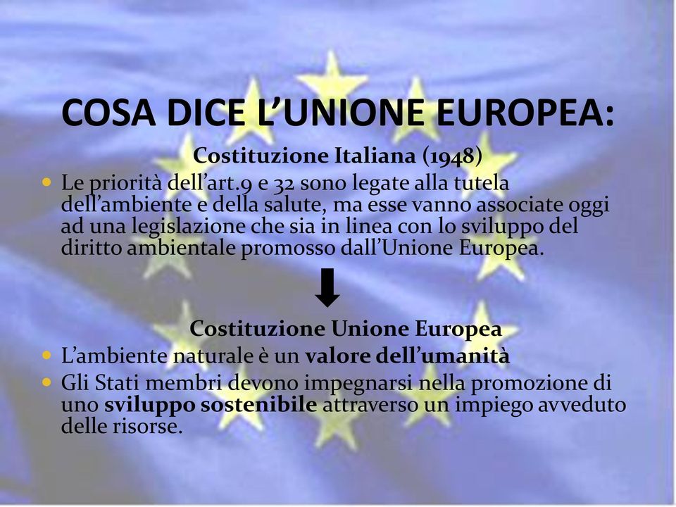 in linea con lo sviluppo del diritto ambientale promosso dall Unione Europea.