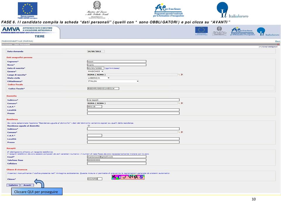 dati personali (quelli con * sono