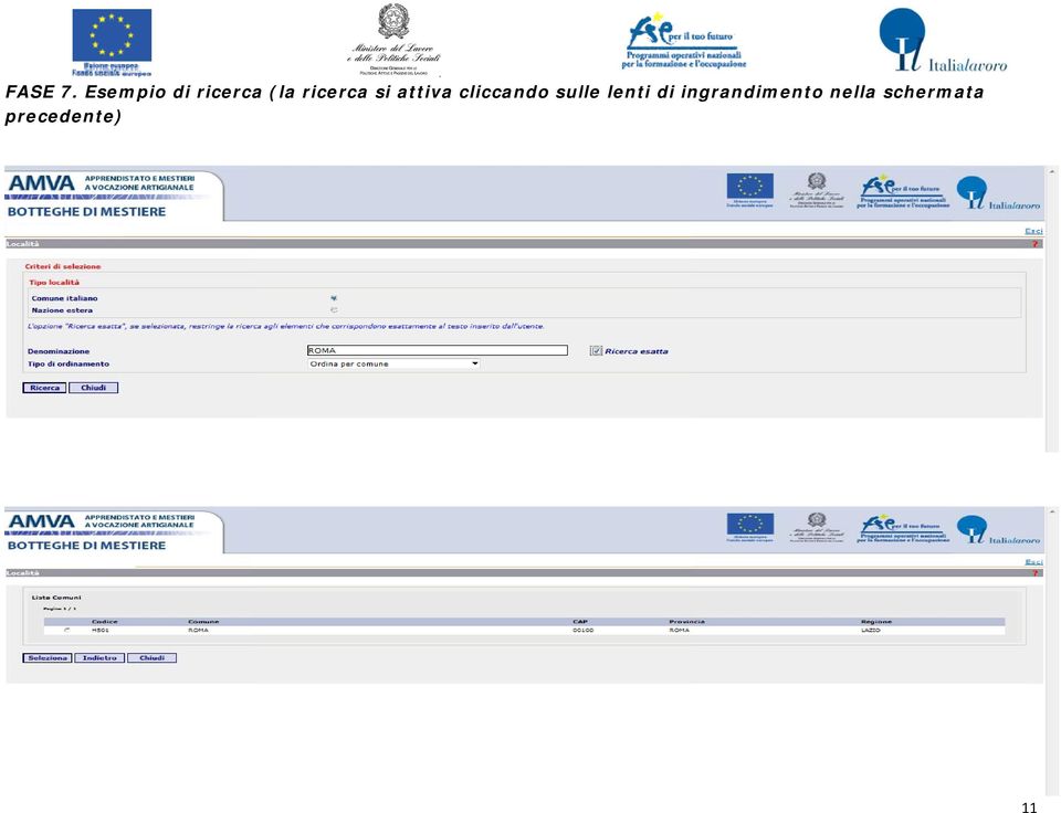 ricerca si attiva cliccando