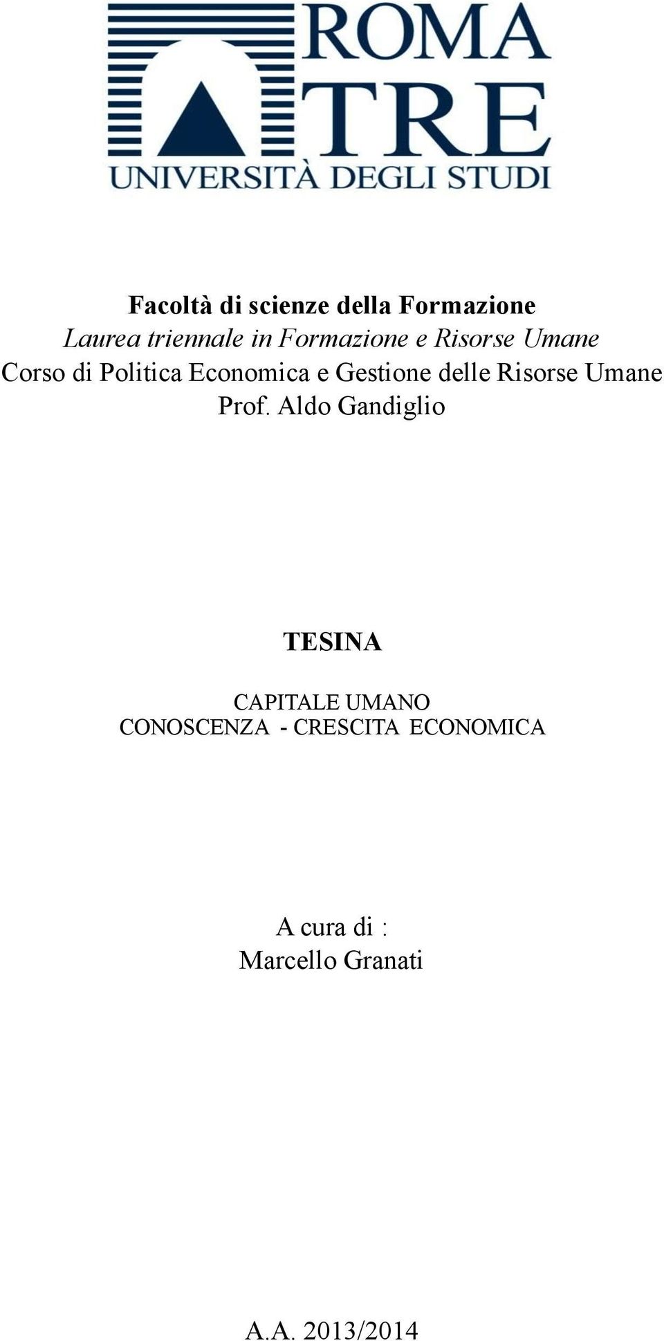 Gestione delle Risorse Umane Prof.