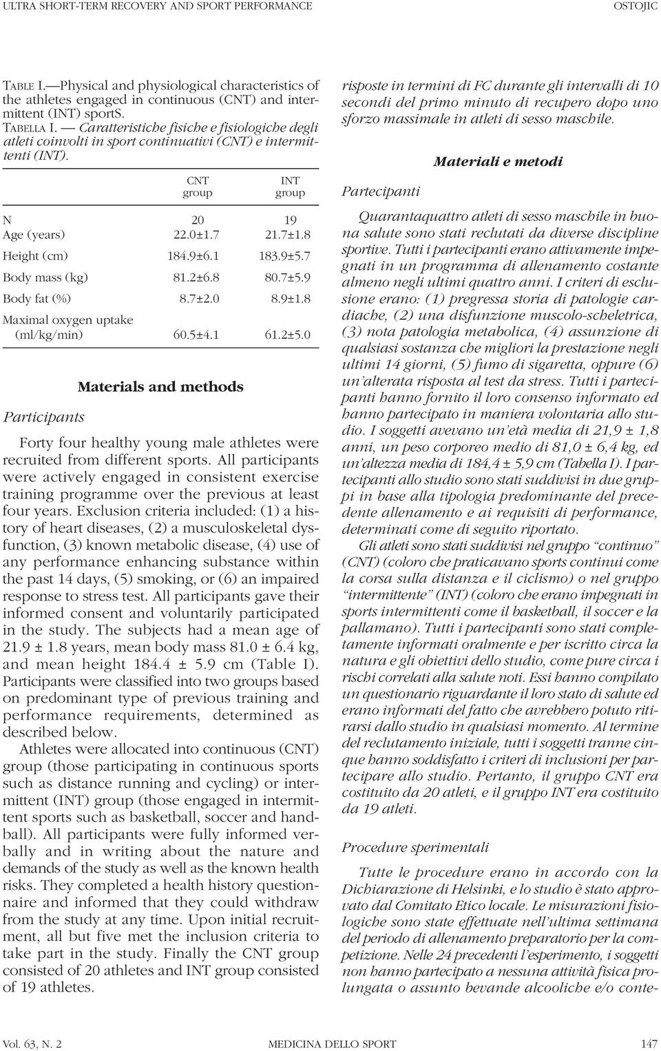 8 Height (cm) 184.9±6.1 183.9±5.7 Body mass (kg) 81.2±6.8 80.7±5.9 Body fat (%) 8.7±2.0 8.9±1.8 Maximal oxygen uptake (ml/kg/min) 60.5±4.1 61.2±5.