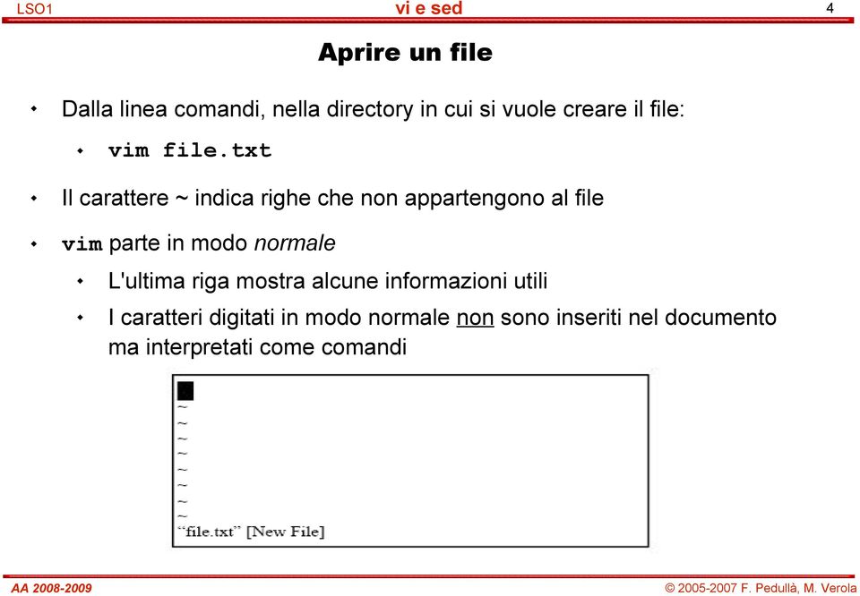 txt Il carattere ~ indica righe che non appartengono al file vim parte in modo