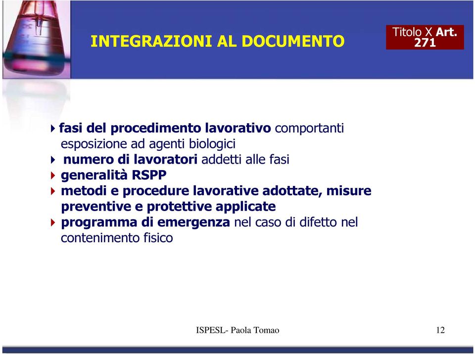 numero di lavoratori addetti alle fasi generalità RSPP metodi e procedure lavorative