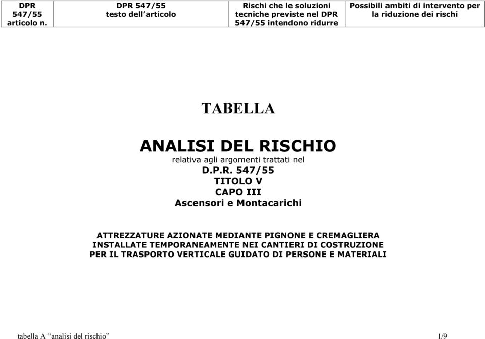 PIGNONE E CREMAGLIERA INSTALLATE TEMPORANEAMENTE NEI CANTIERI DI COSTRUZIONE