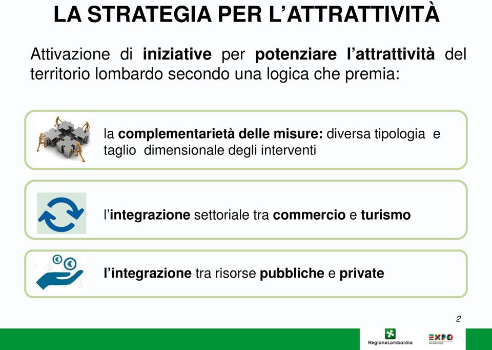 complementarietà delle misure: diversa tipologia e taglio dimensionale degli