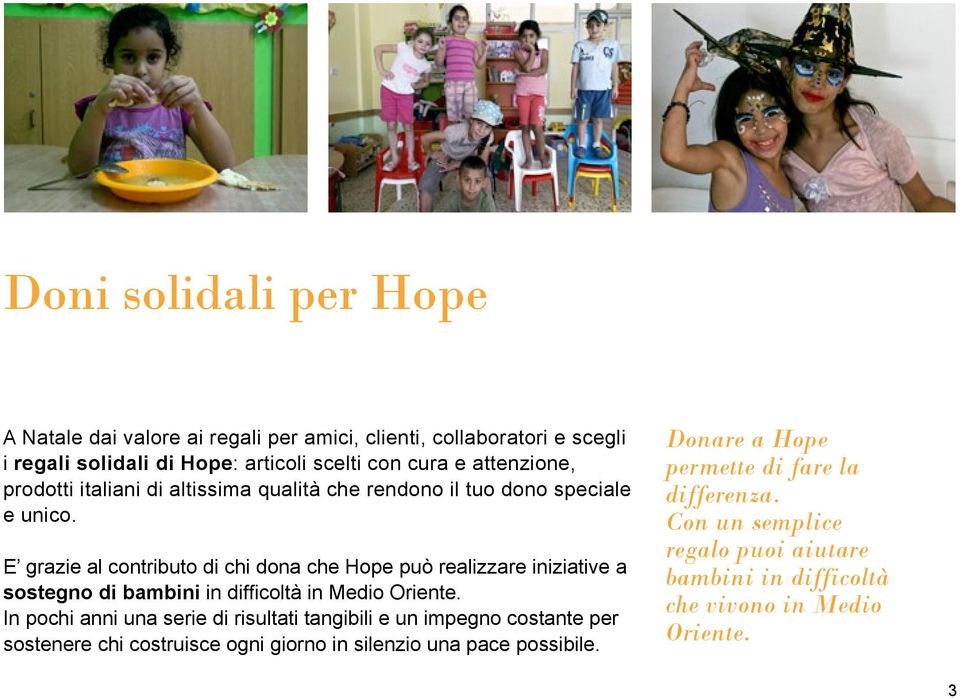 E grazie al contributo di chi dona che Hope può realizzare iniziative a sostegno di bambini in difficoltà in Medio Oriente.