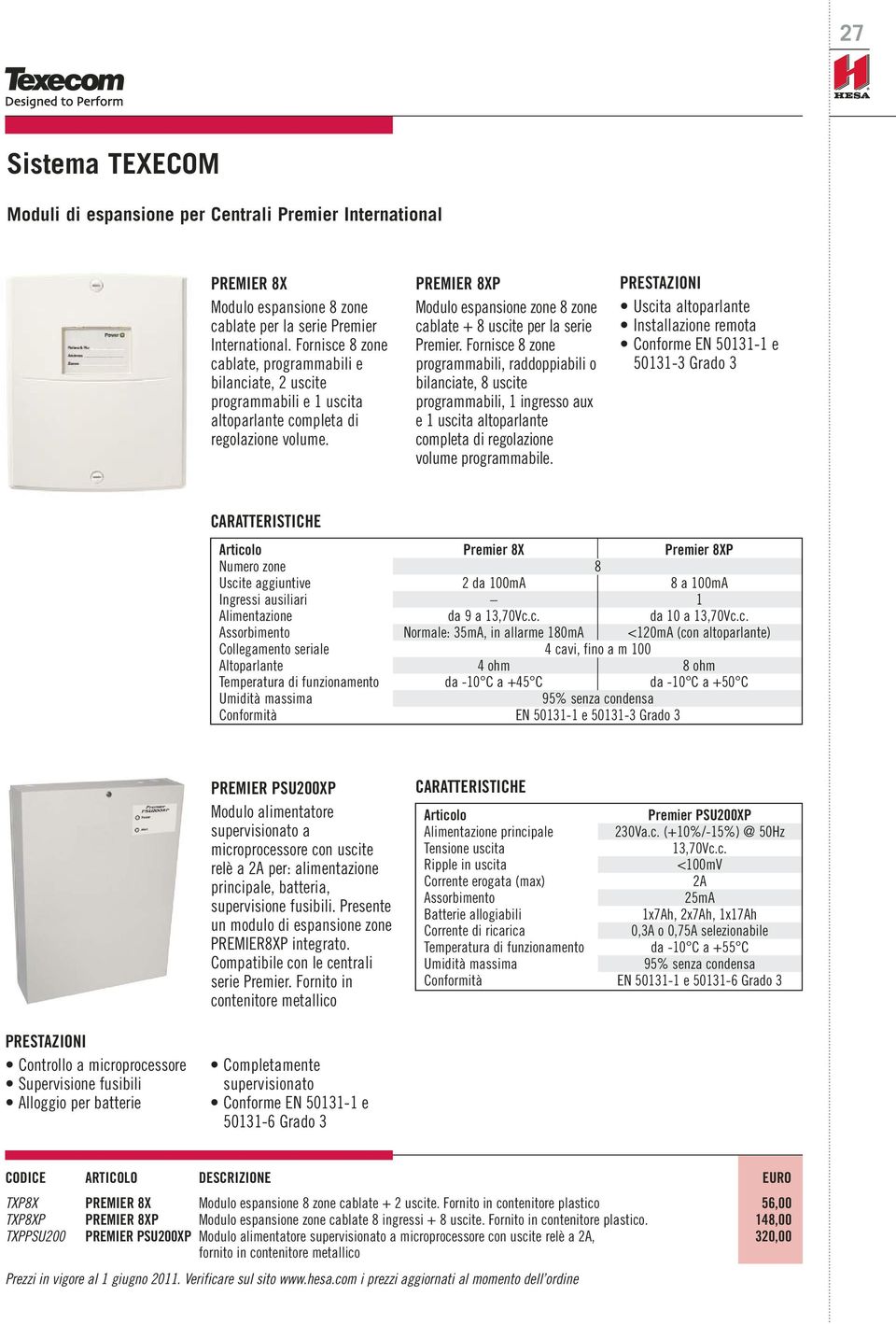 PREMIER 8XP Modulo espansione zone 8 zone cablate + 8 uscite per la serie Premier.