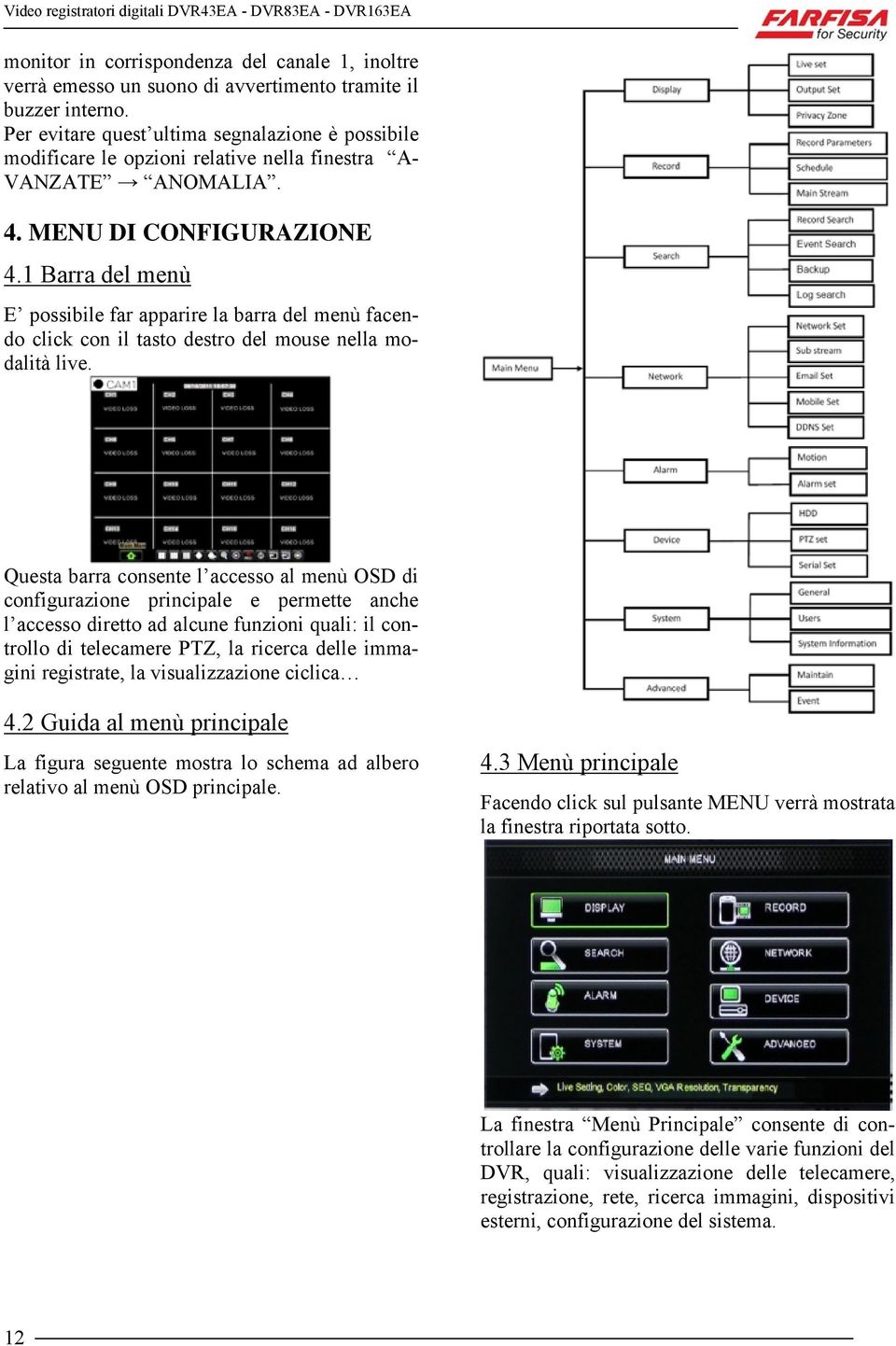 1 Barra del menù E possibile far apparire la barra del menù facendo click con il tasto destro del mouse nella modalità live.