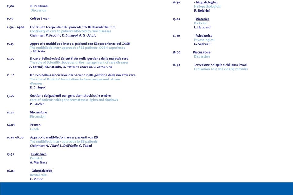 00 Il ruolo delle Società Scientifiche nella gestione delle malattie rare The role of Scientific Societies in the management of rare diseases A. Bartuli, M. Paradisi, S. Pontone Gravaldi, G.